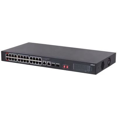 מתג רשת PoE לא מנוהל 24 יציאות עם הספק 375W Dahua DH-S3228-24GT-375