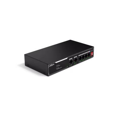 מתג רשת PoE עם 4 יציאות הזנה והספק 36W Dahua DH-SF1006LP